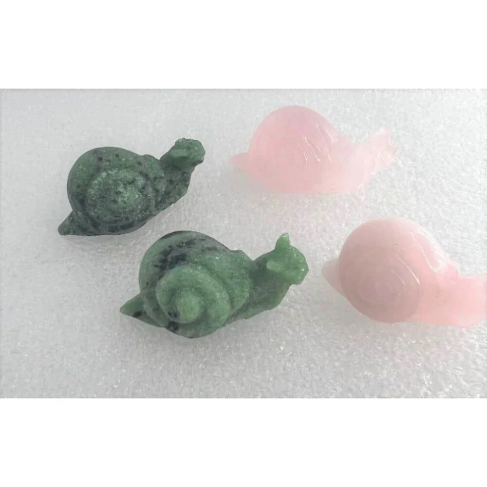 Gemstone Snail Carving - Your Choice Zoisite or Rose Quartz